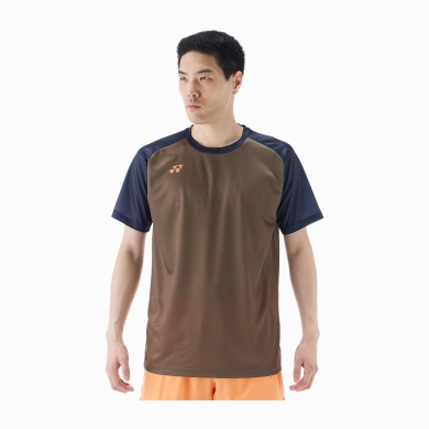 Yonex Sport T-shirt Practice Colourblock 16745 (100% Polyester) 2025 olive brown Men's